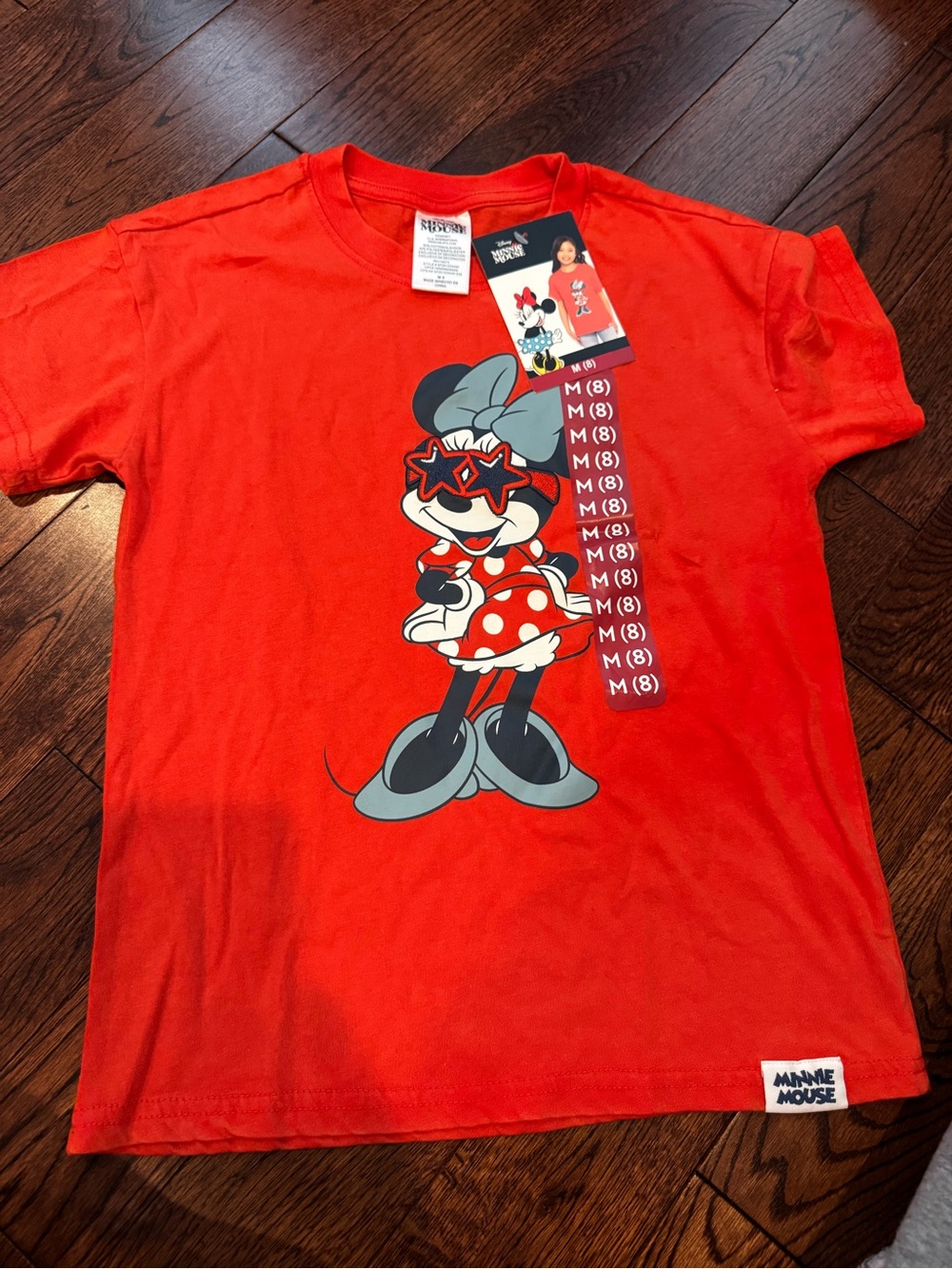 Disney Red Minnie Mouse Graphic Tee with Grey Accents